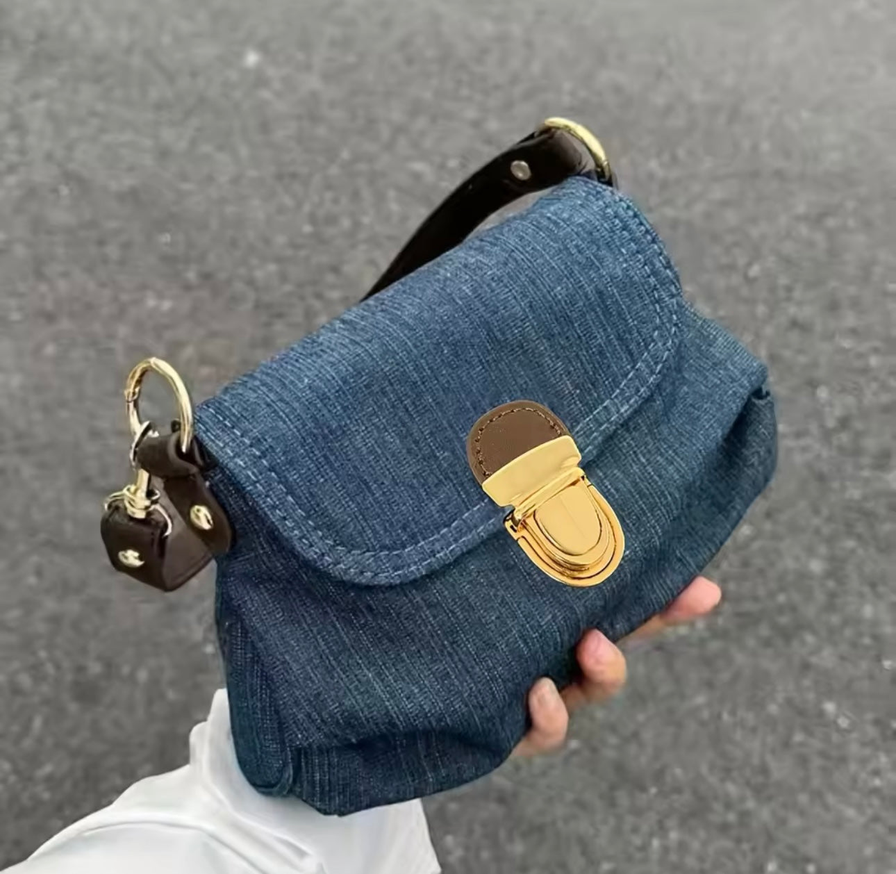 Denim Button Bag