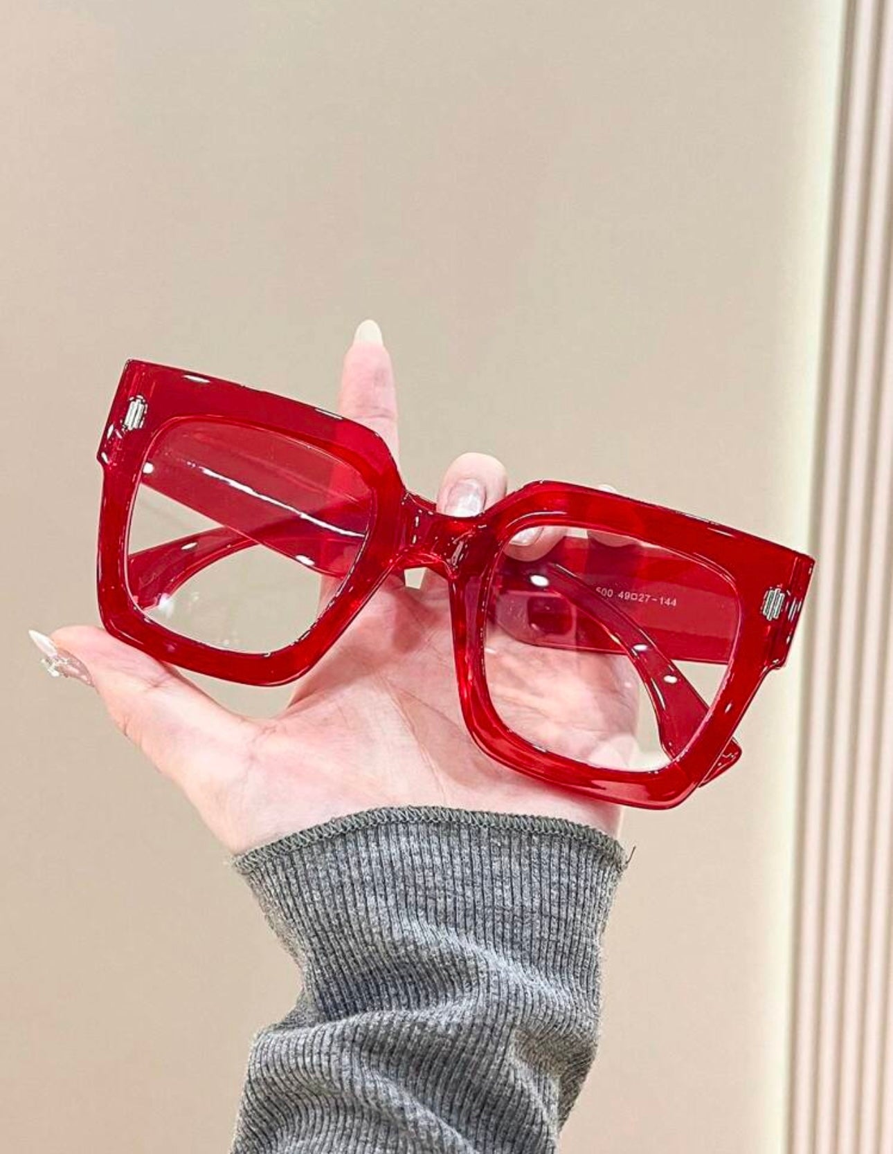 1pc Plastic Frame Big Square Transparent Fashion Clear Lens Glasses