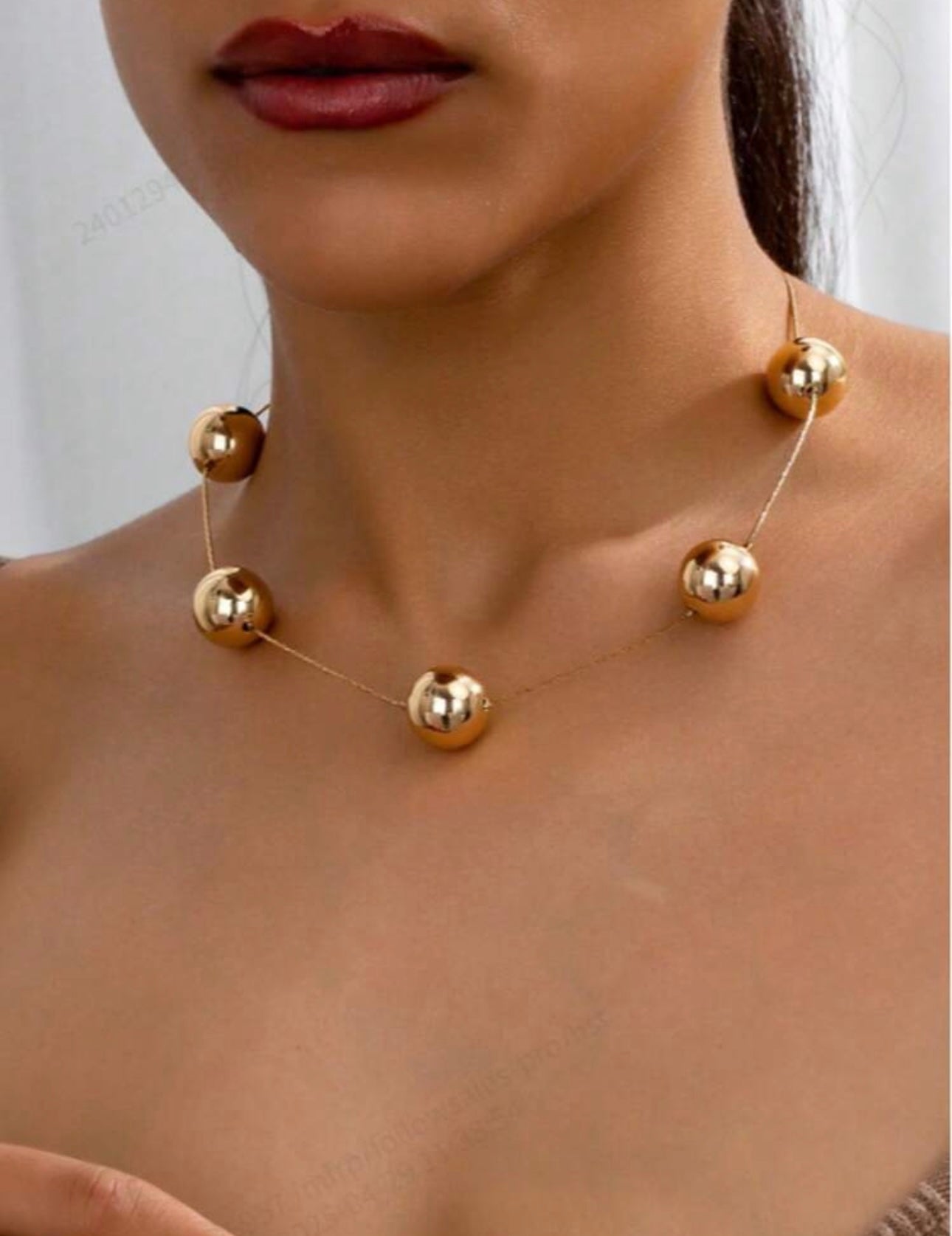 1pc Elegant Minimalist Metal Ball Pendant Necklace, Suitable For Women's Daily, Party, Event Wear