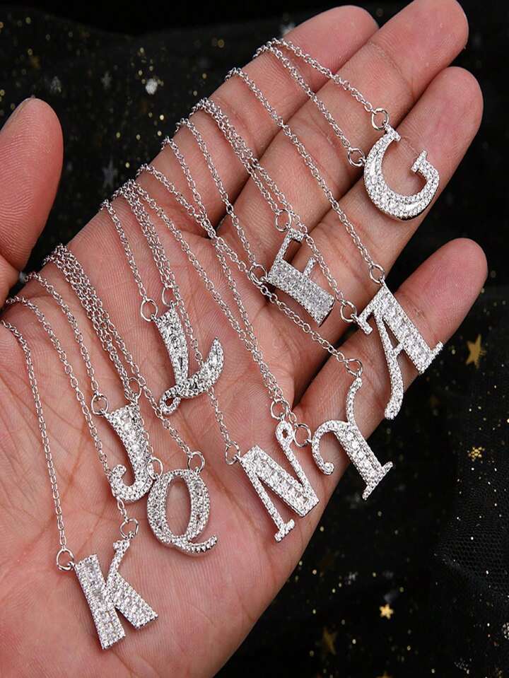 Rhinestone alphabet neckchain