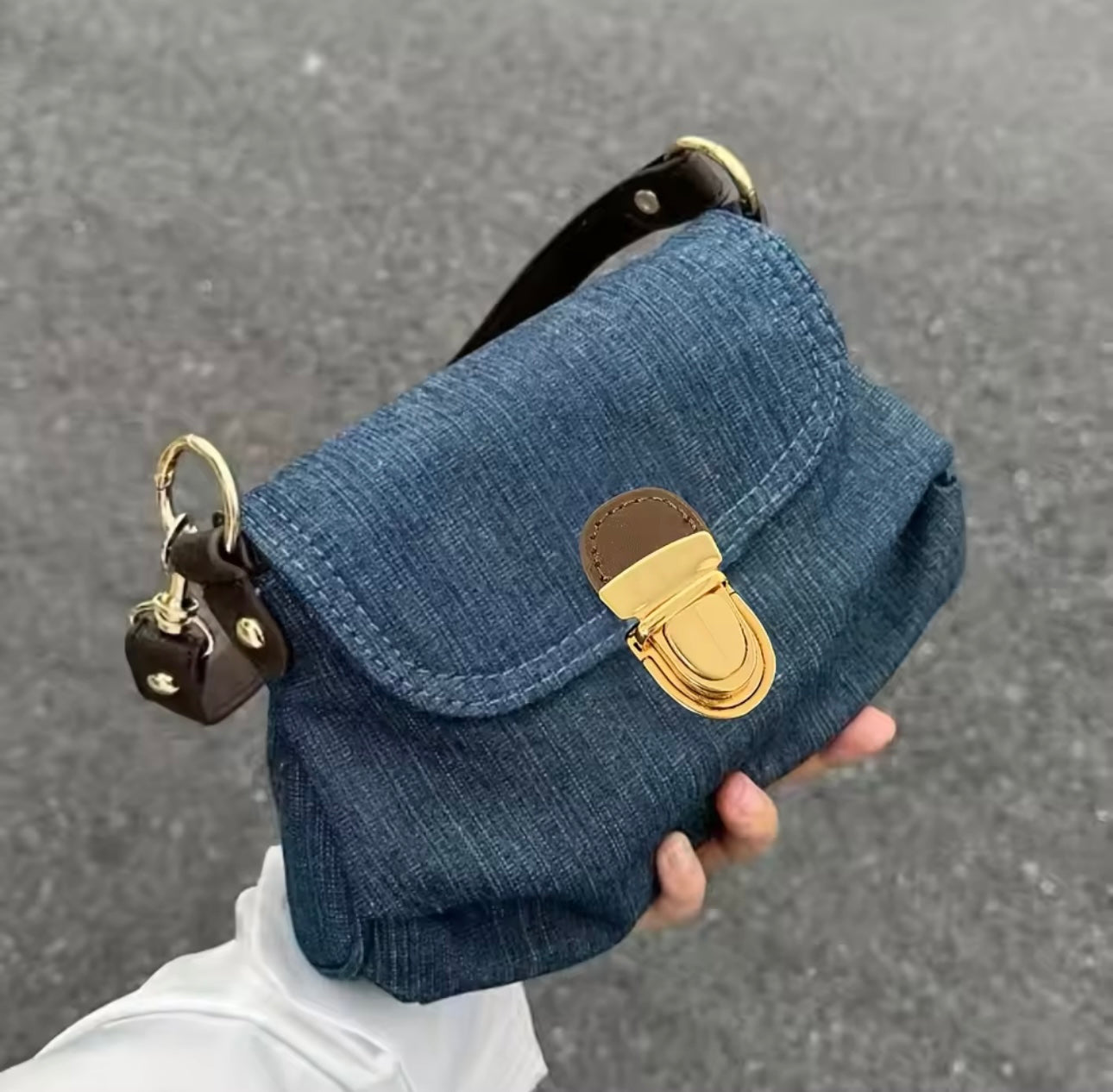 Denim Button Bag