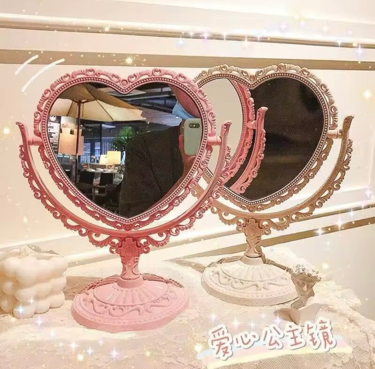 Standing table mirror