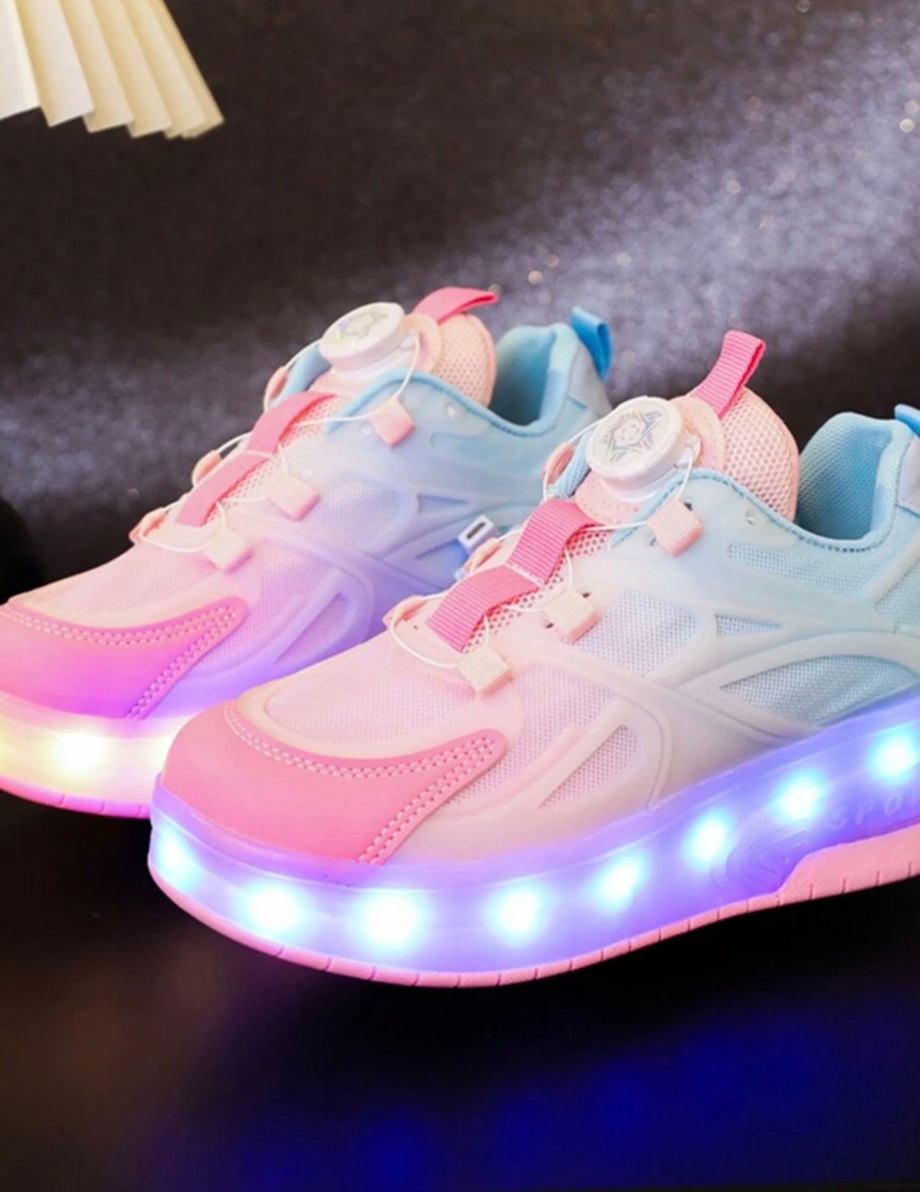 USB Rechargeable LED 7-Color Glowing Mesh Sneakers, Luminous Night Light Shoes For Spring/Summer, Kids/Children Casual Running Sports Shoes, Roller Skate Shoes With Light Up Shoelaces For Elementary & Middle School Students