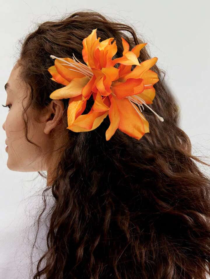 1pc Bohemian Style Artificial Lily Flower Hair Clip