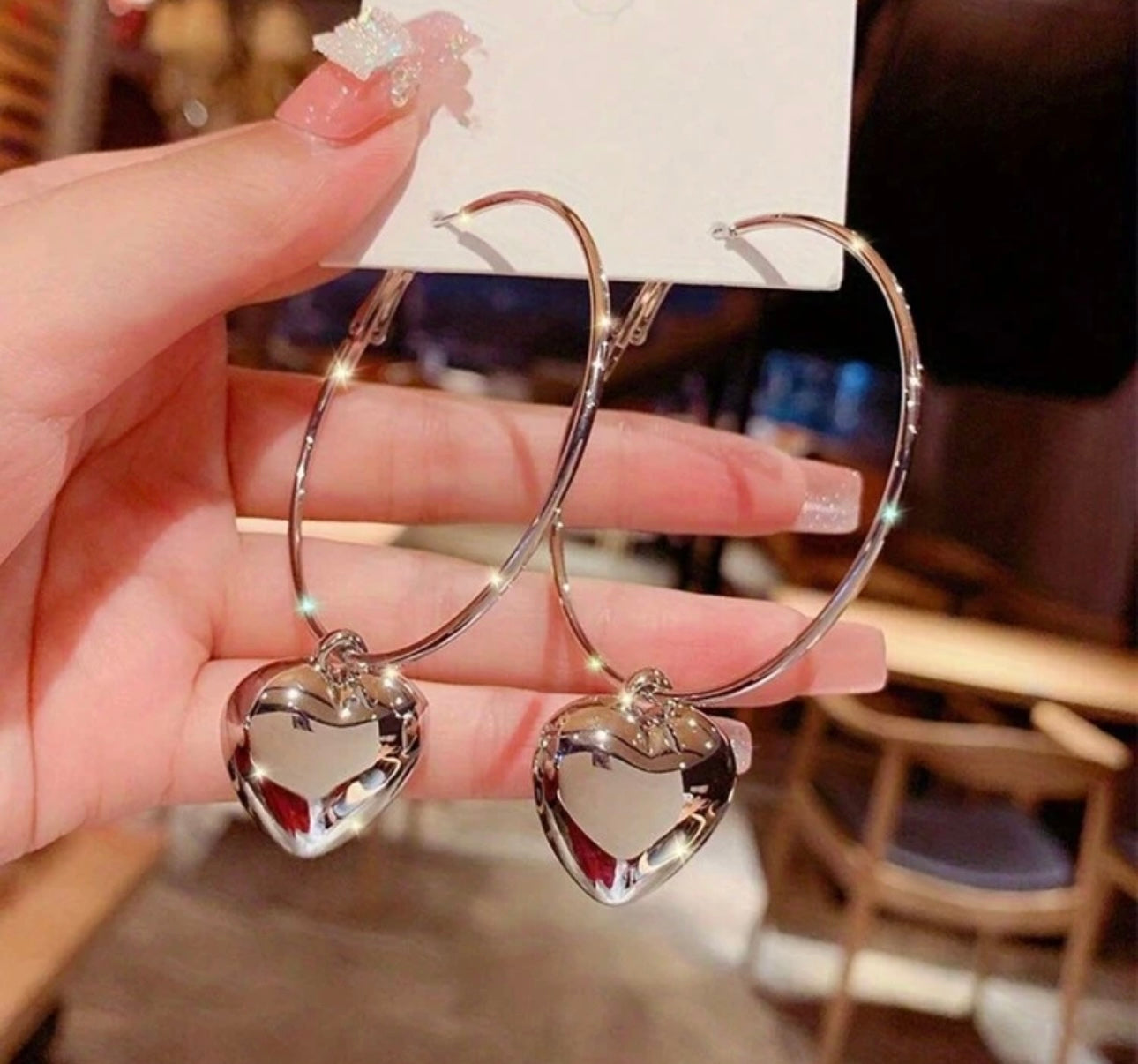 Earings heart drop