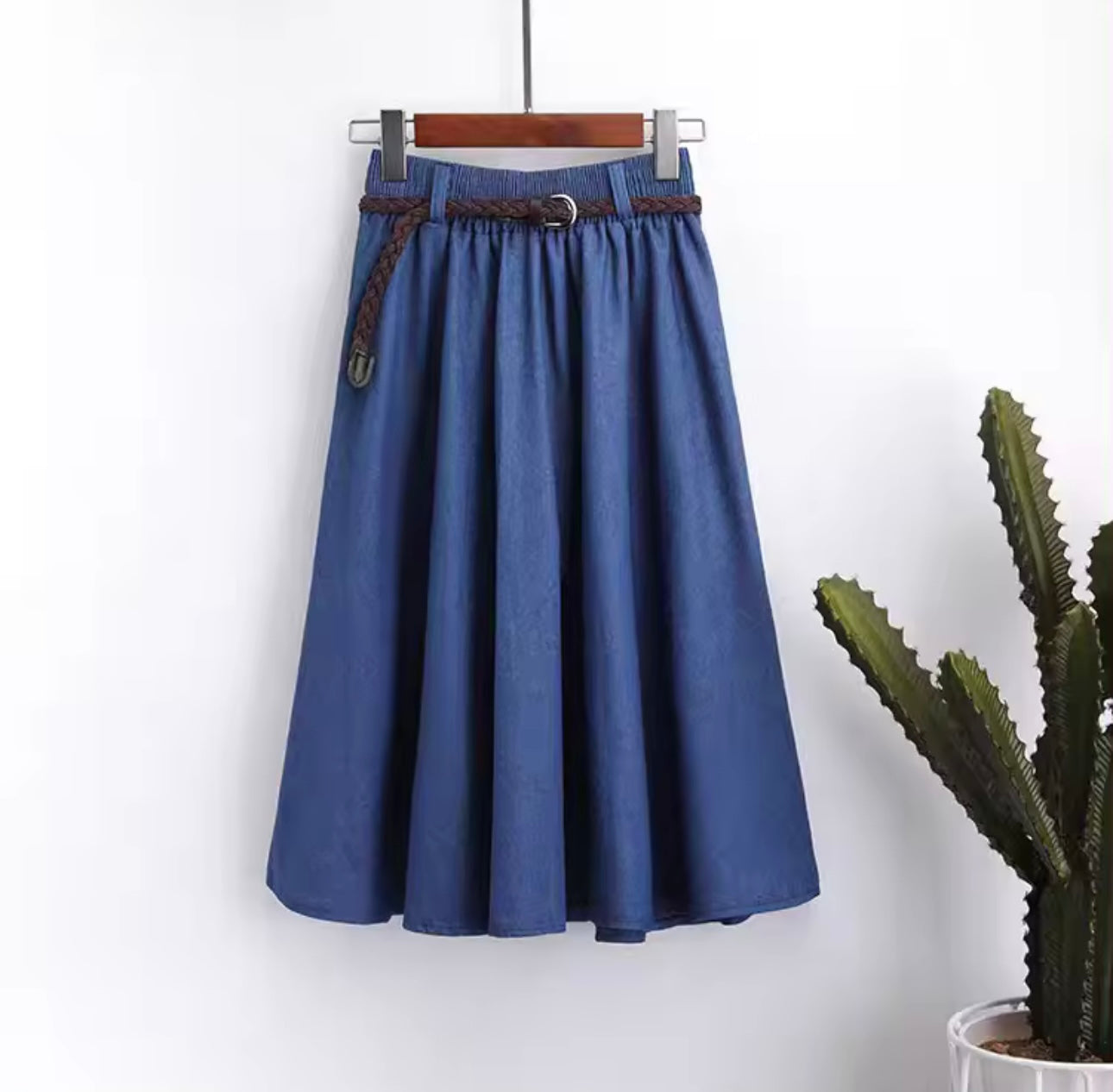 Cotton Denim Long Skirt