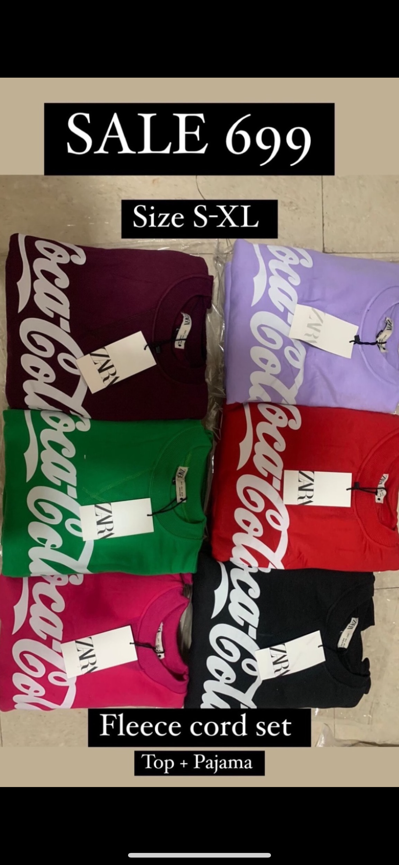 Coca Cola fleece cord set (Pant + Top)