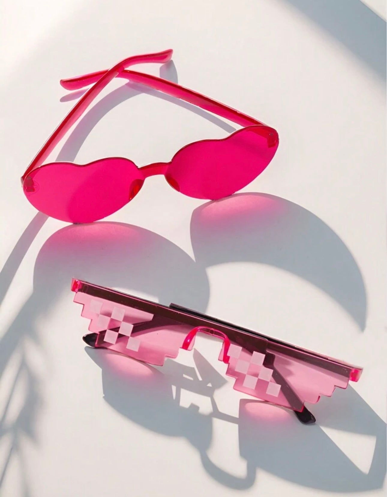 4pcs Sweet & Cute Girls' Pink Heart Shaped Square Frame Fashion Glasses With Mosaic (8-14yrs)