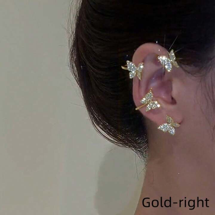 1 Sweet And Cool Hot Girl Style Silver-Plated Geometric Butterfly Ear Clip For Women