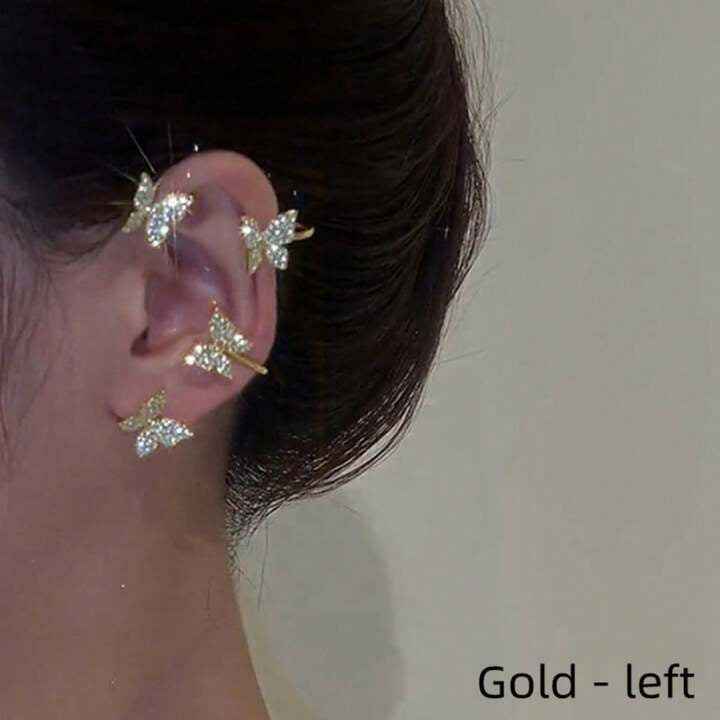 1 Sweet And Cool Hot Girl Style Silver-Plated Geometric Butterfly Ear Clip For Women