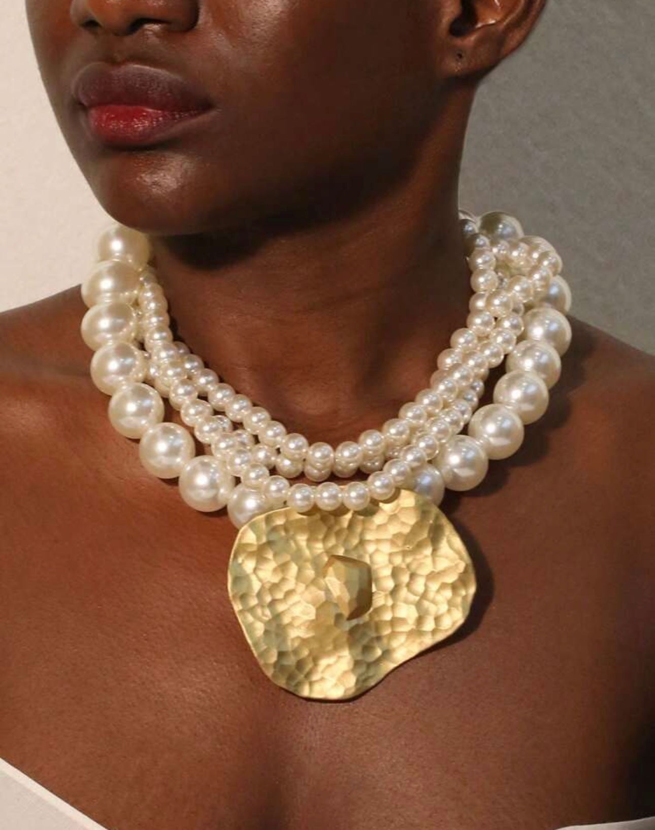 1pc Layered Faux Pearl Beaded Necklace, Suitable For Women's Formal Events And Gifts