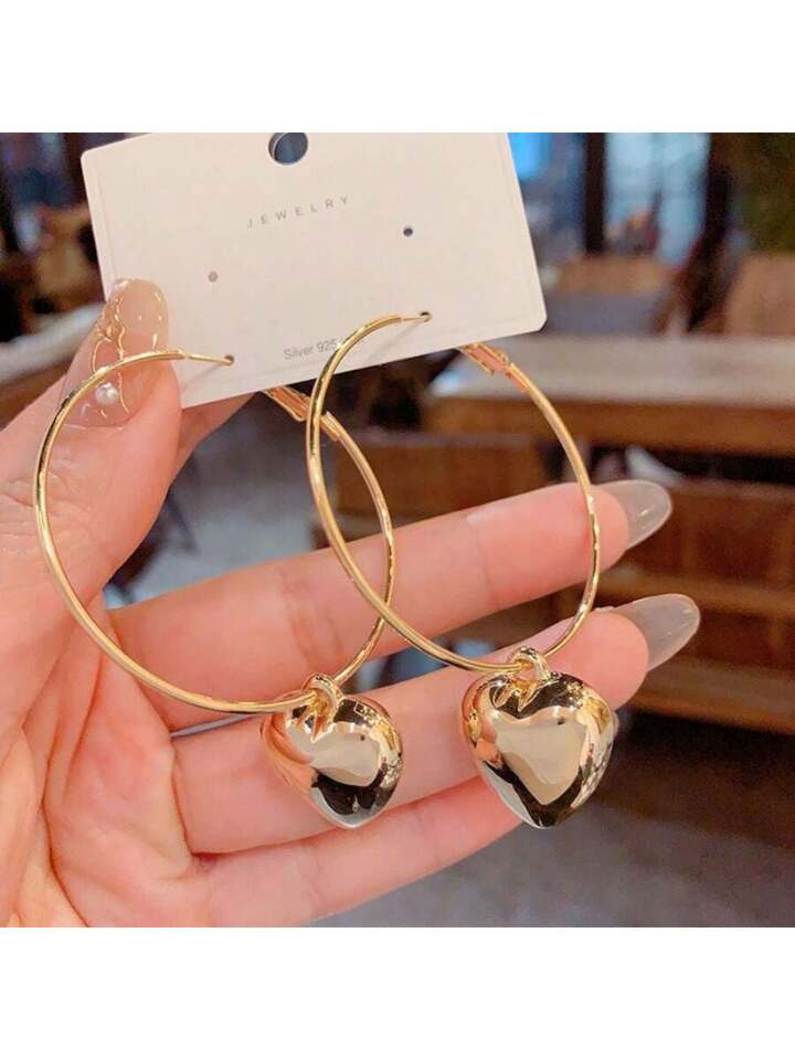 Gold heart circle earings GE5