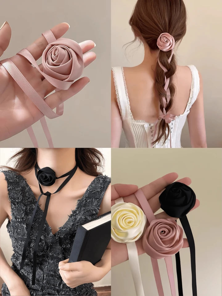 Ribbon floral hair & neck accessory