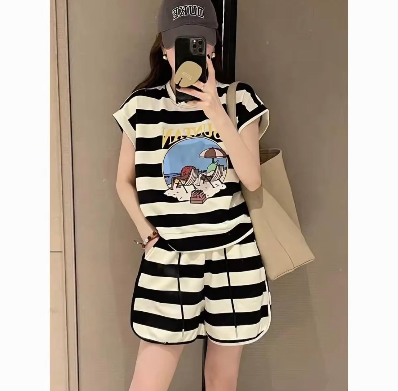 Striped shorts t set