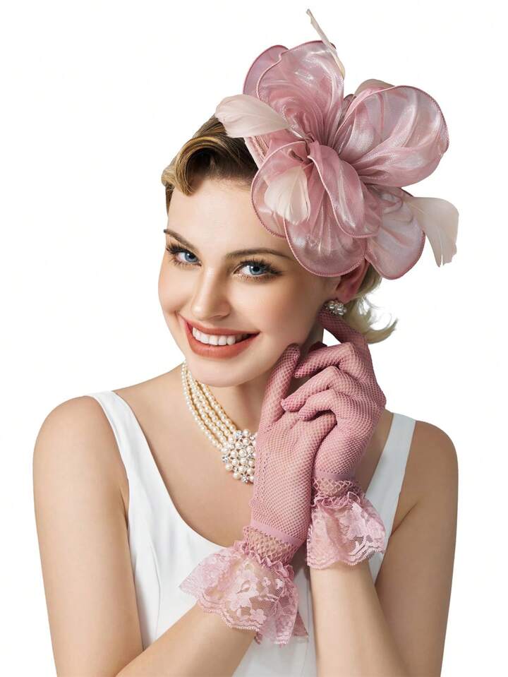 Fascinator with gloves