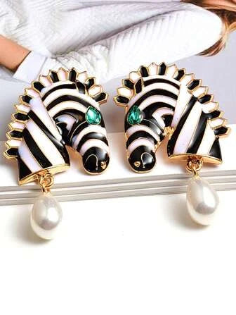 Zebra Drop Earings