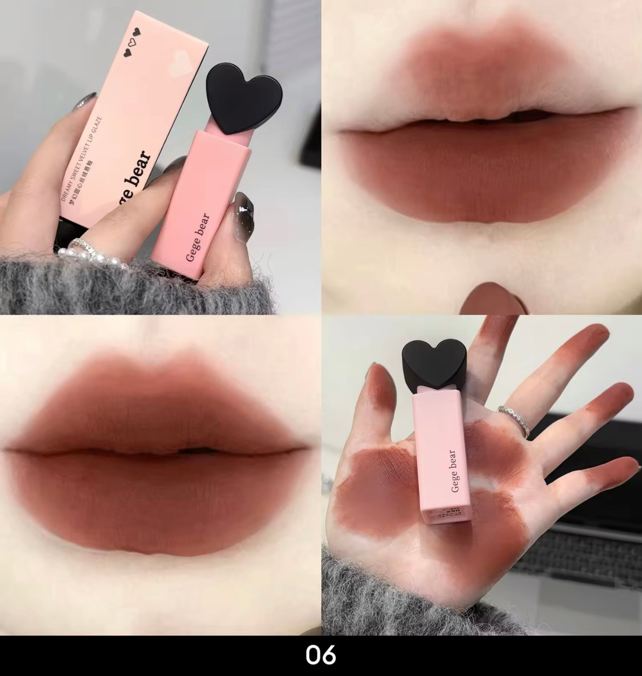 Black top heart lip color