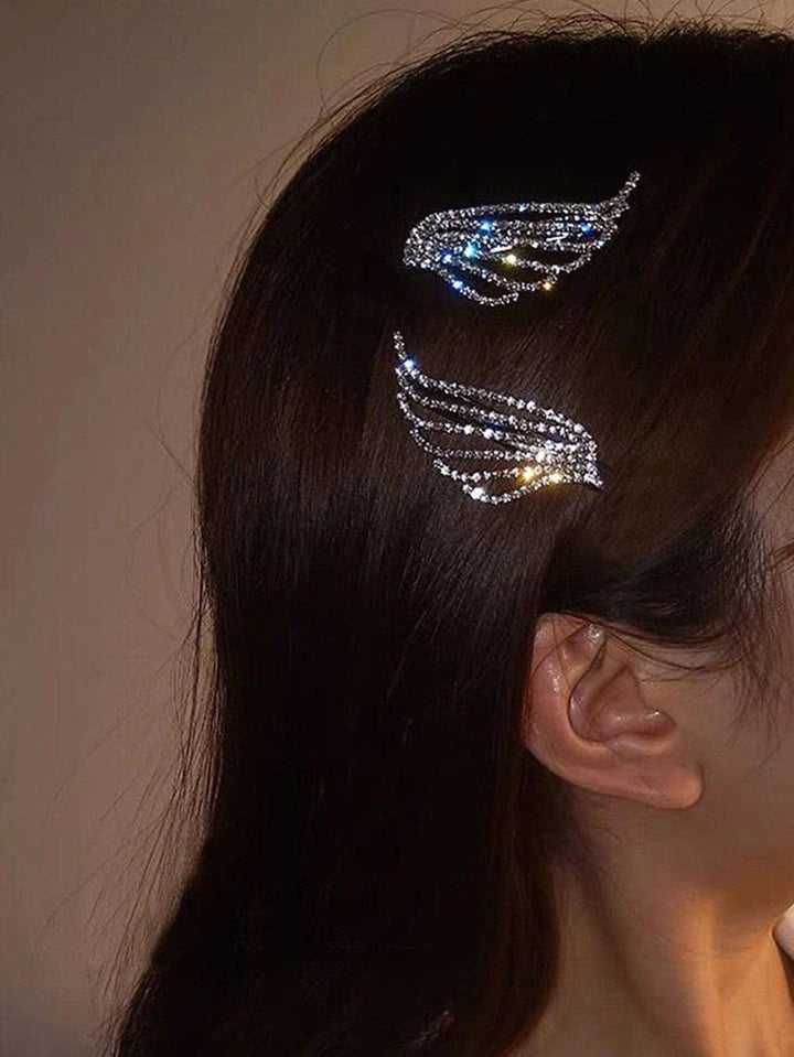 Feather rhinestone clip