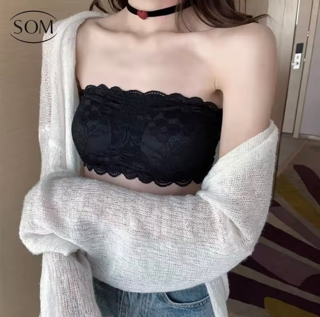 Paded lace tube top