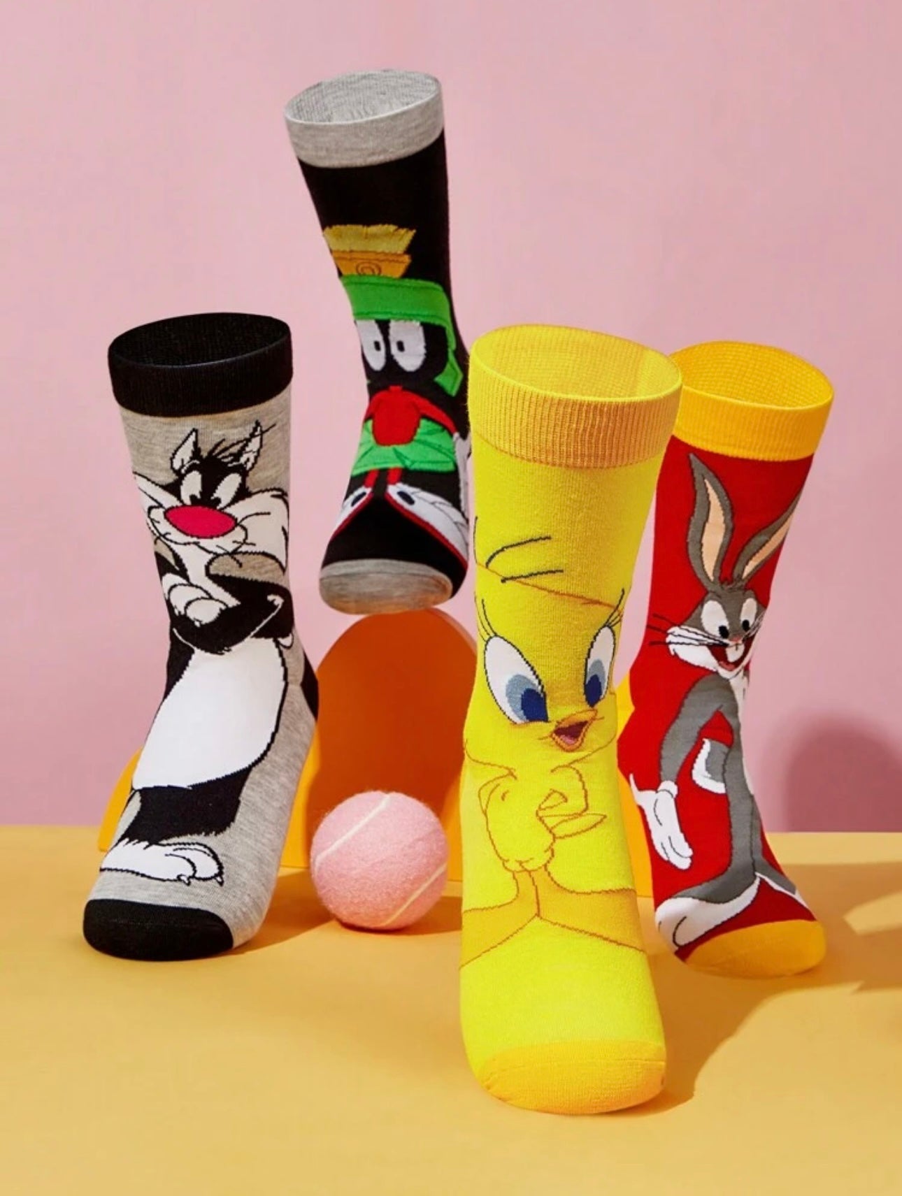 Nick 90s 2pcs/Set Women 90s Asymmetrical Cartoon Graphic Crew Socks