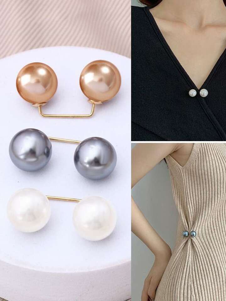 3pcs Women Solid Faux Pearl Decor Anti-Light Elegant Waist Accessory For Daily Life