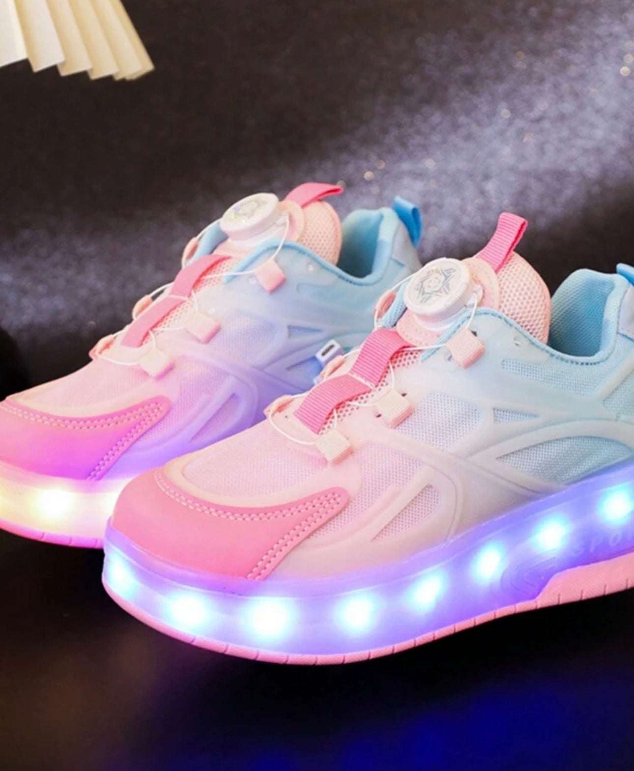 USB Rechargeable LED 7-Color Glowing Mesh Sneakers, Luminous Night Light Shoes For Spring/Summer, Kids/Children Casual Running Sports Shoes, Roller Skate Shoes With Light Up Shoelaces For Elementary & Middle School Students