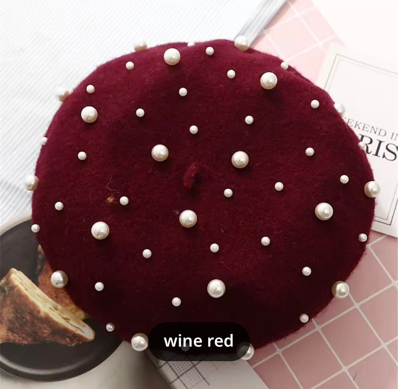 Pearl Beret Cap