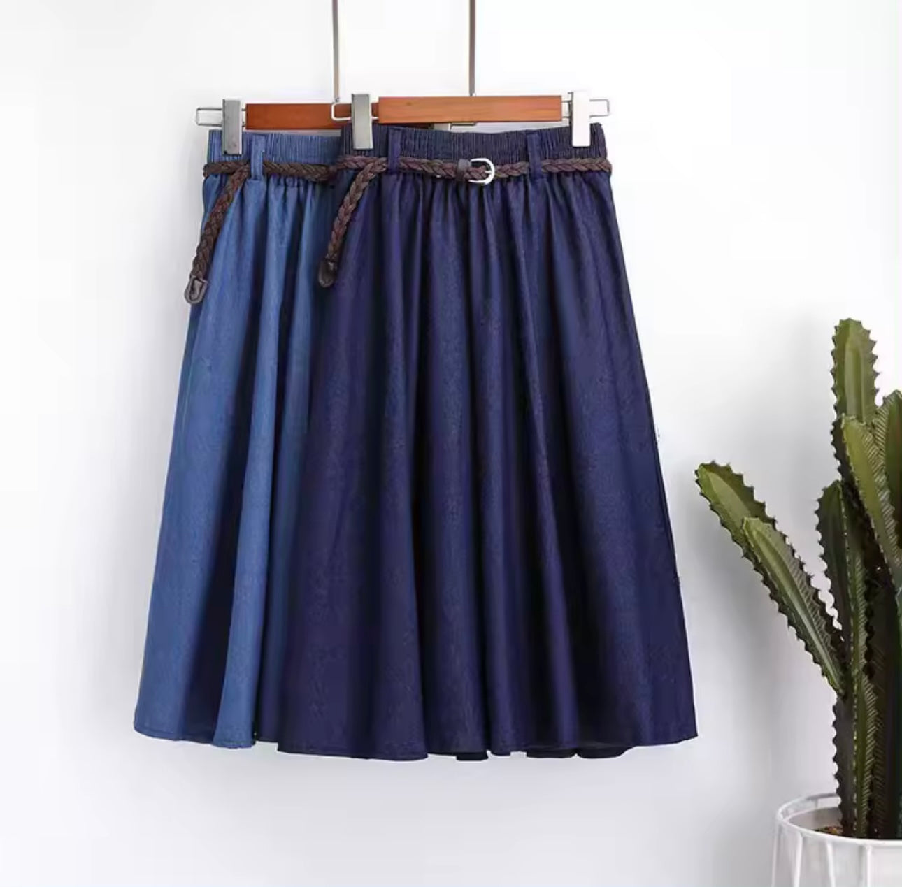 Cotton Denim Long Skirt