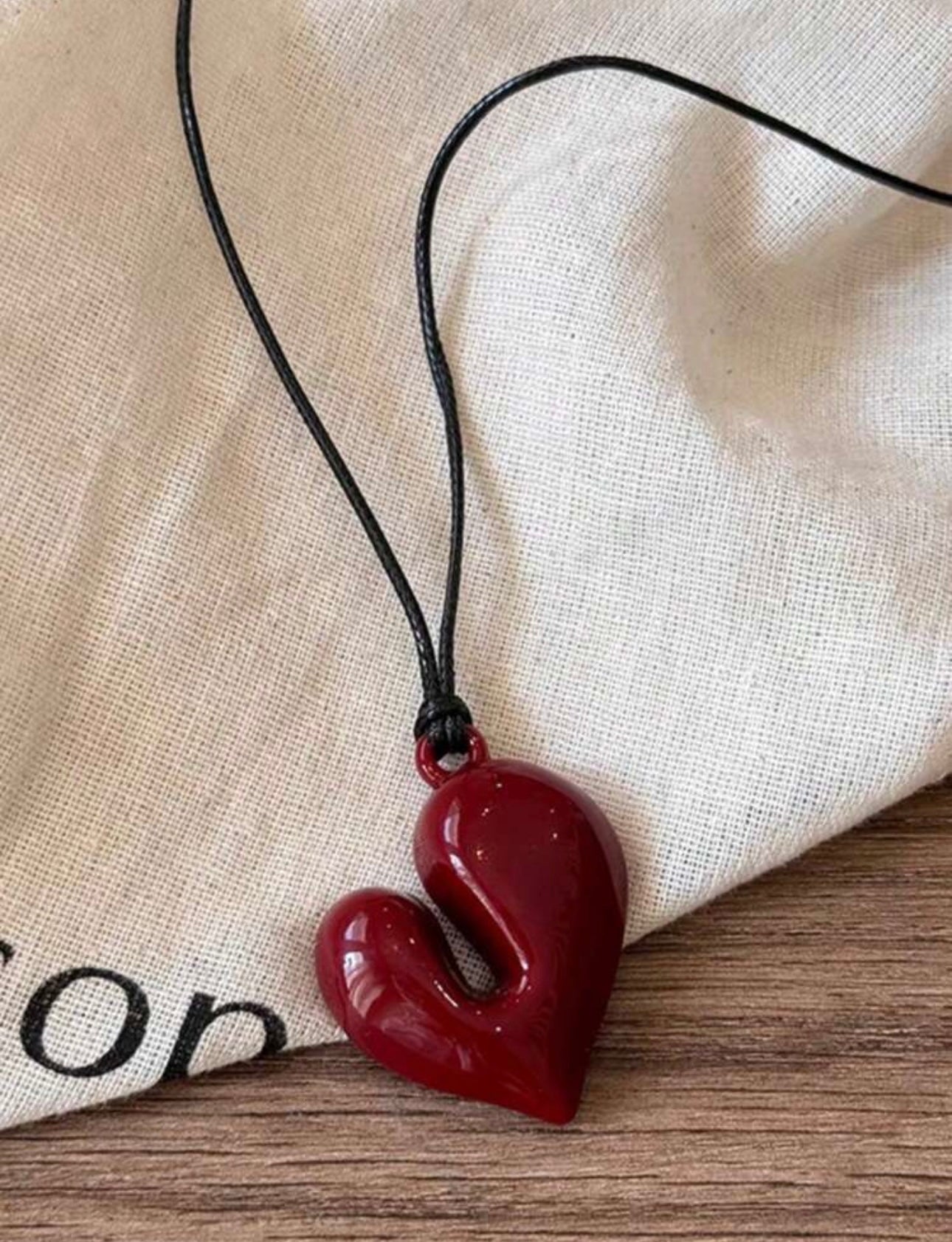 1pc Asymmetrical Heart Pendant Long Necklace