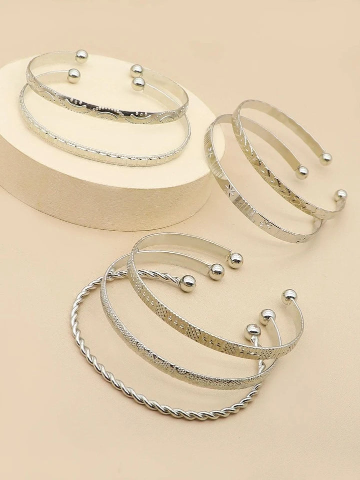 7pcs Heart & Star Pattern Cuff Bangle