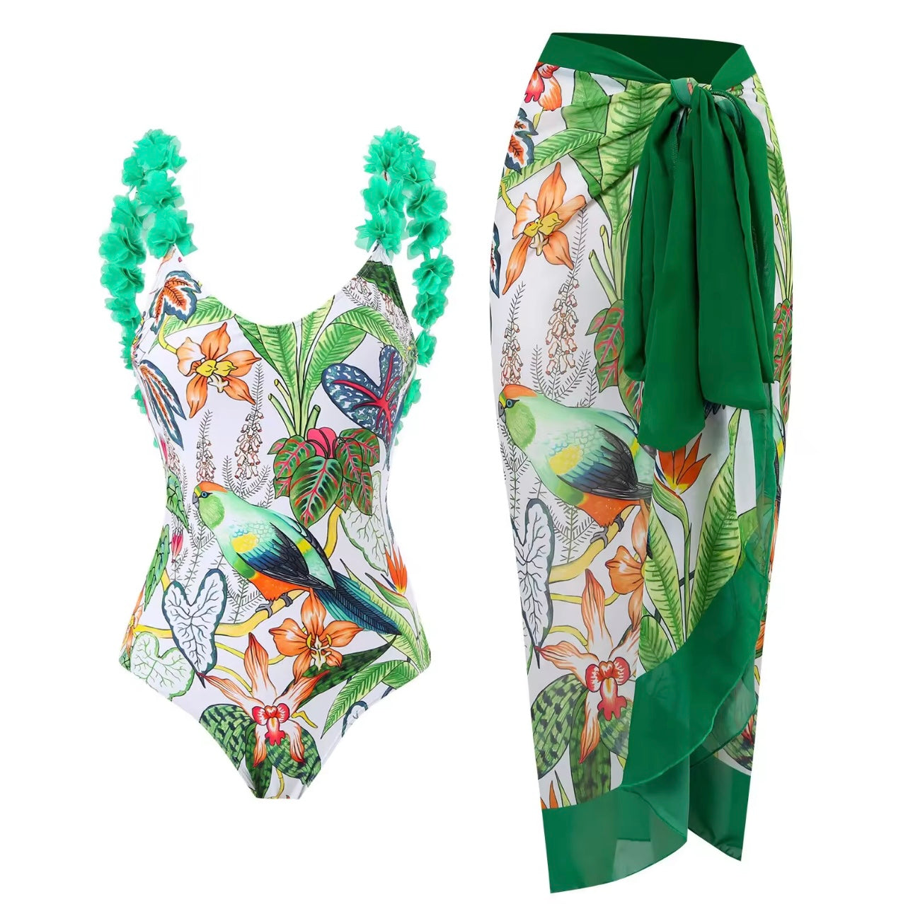 Green Parrot Swimsuit Set SS1