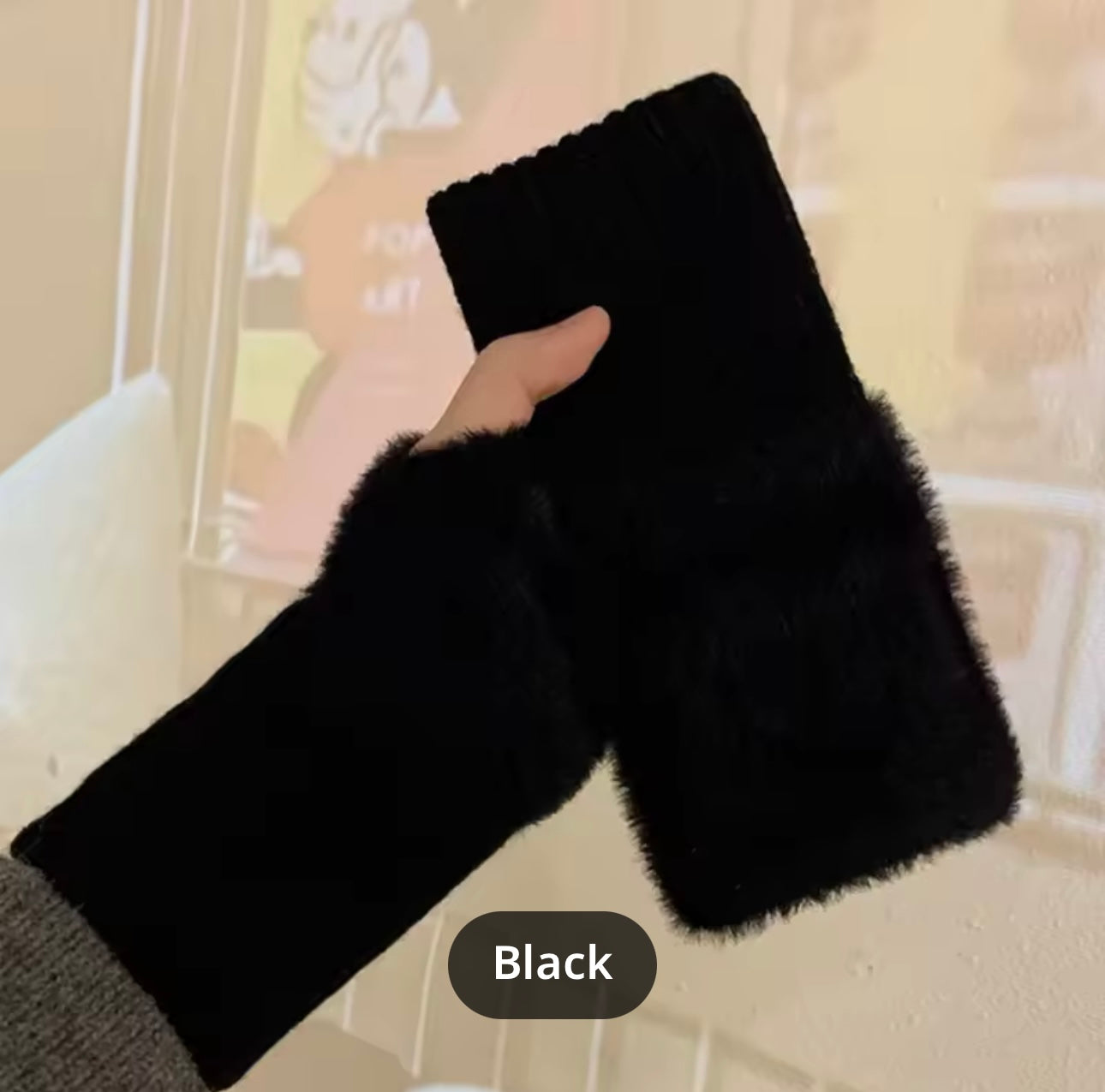 Fur half gloves