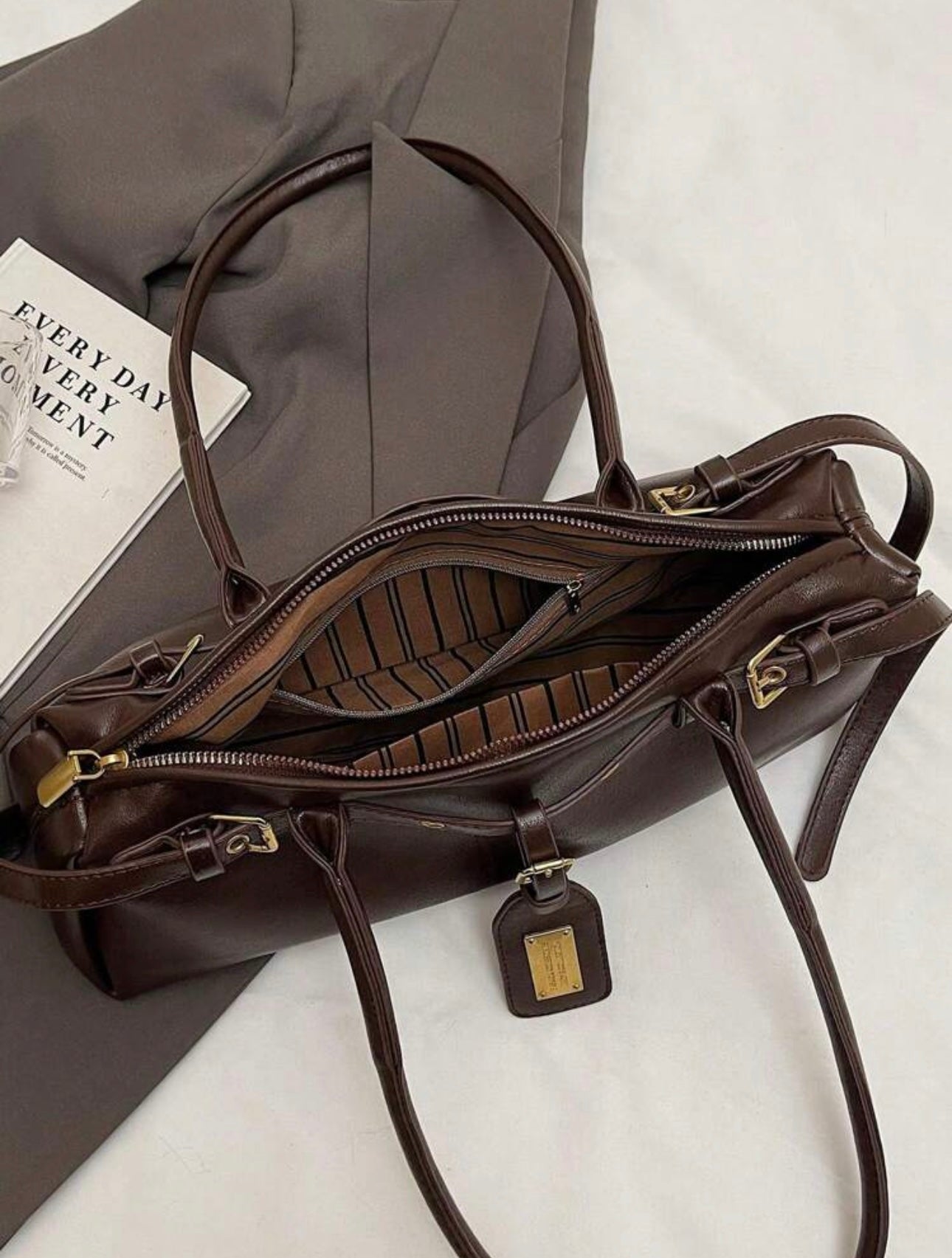 DareSee 1pc New Fashionable PU Commuter Bag, Minimalist Solid Color Vintage Chic Crossbody Underarm Bag For Wome