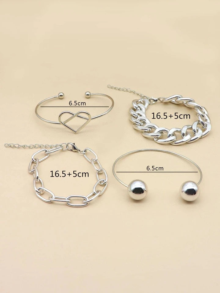 4pcs/Set Fashion Minimalist Textured Bracelet