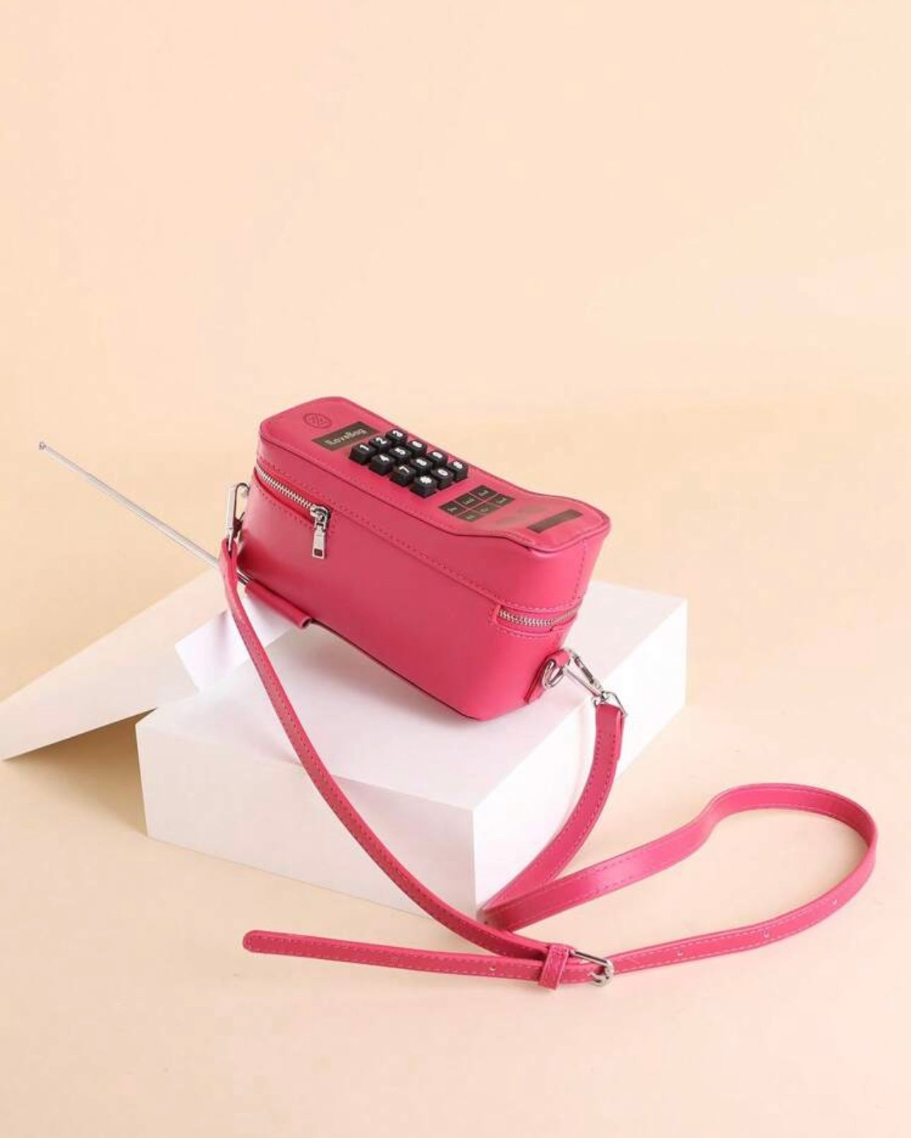 1pc Fashionable Pink Mobile Phone Shaped Bag With Numeric Print, Women's Shoulder Bag, Crossbody Bag