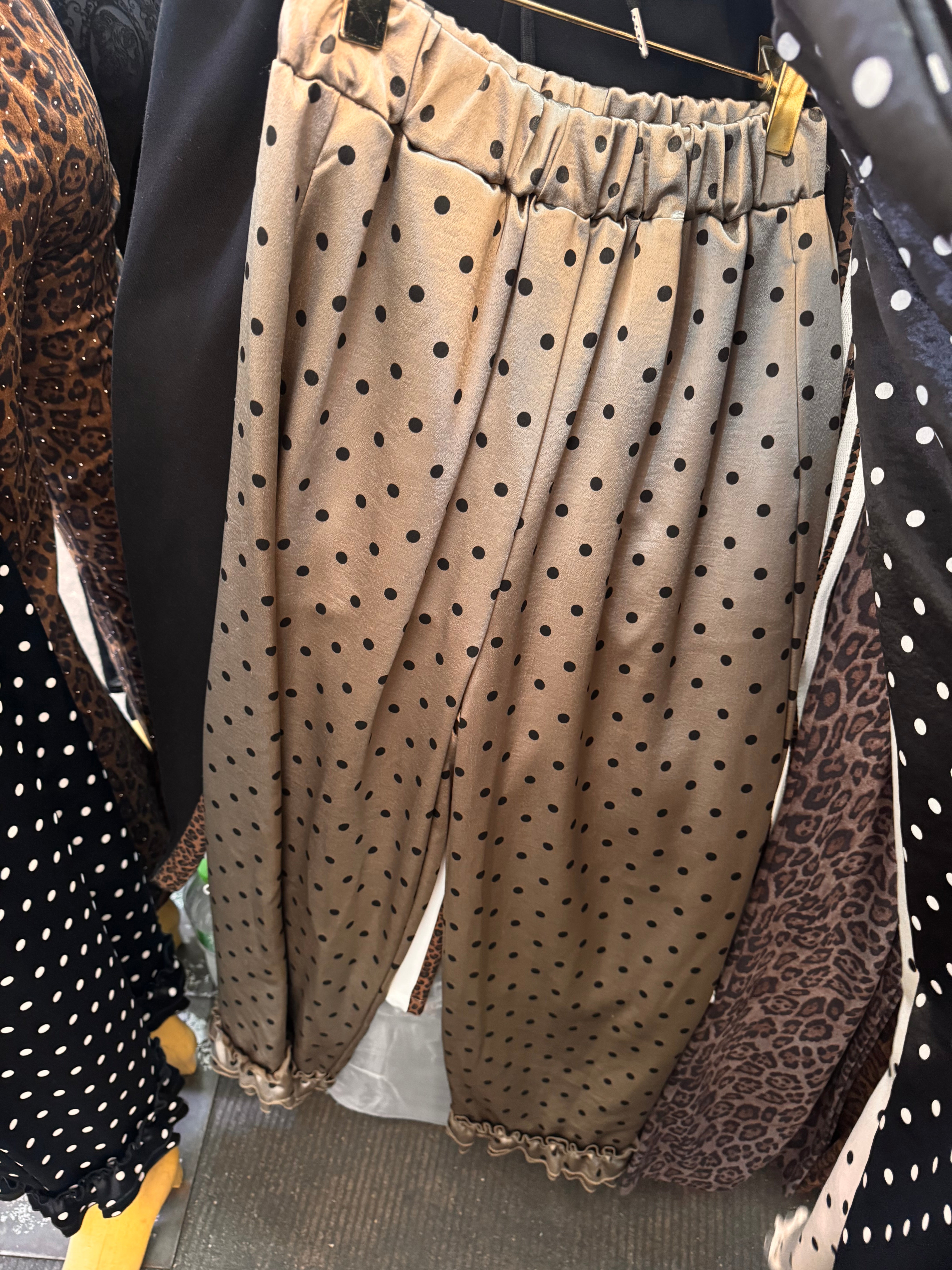 Satin Polka frill pant