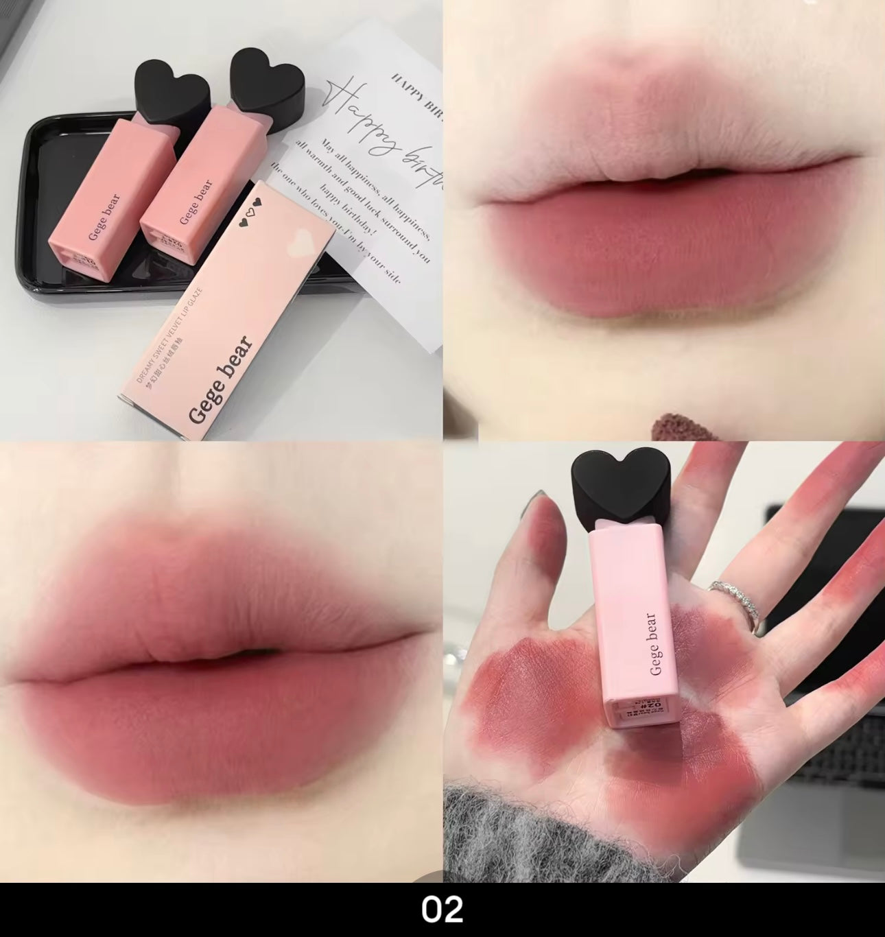 Black top heart lip color