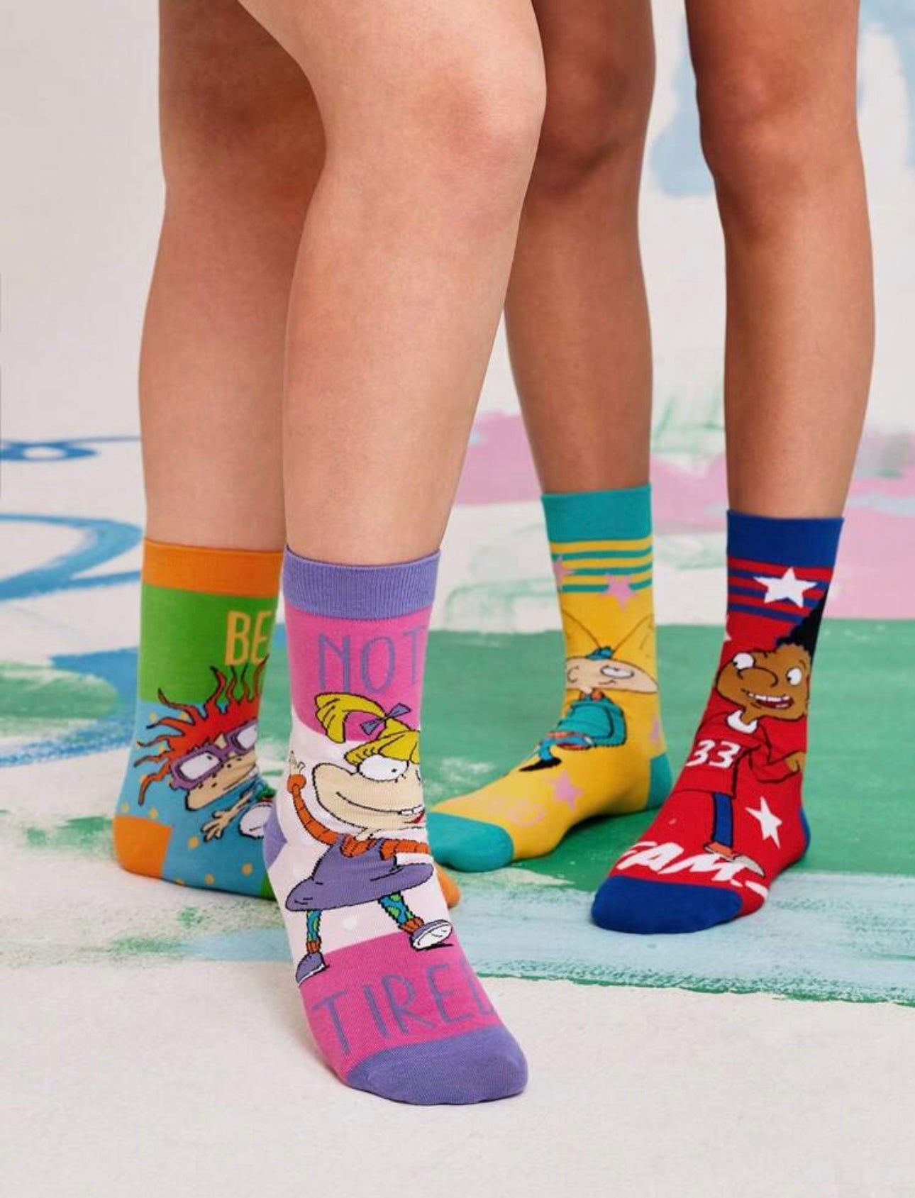 Nick 90s 2pcs/Set Women 90s Asymmetrical Cartoon Graphic Crew Socks