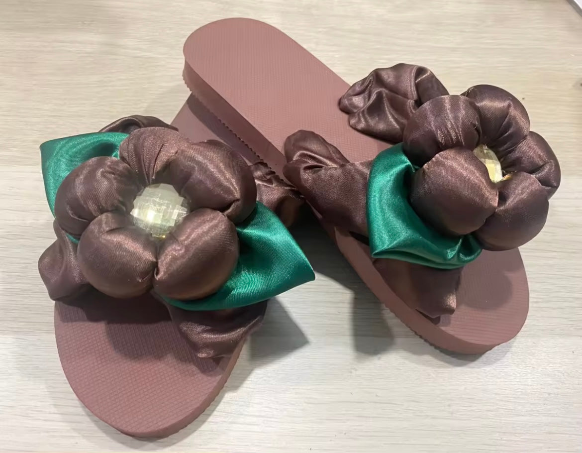 Satin Flower Slippers