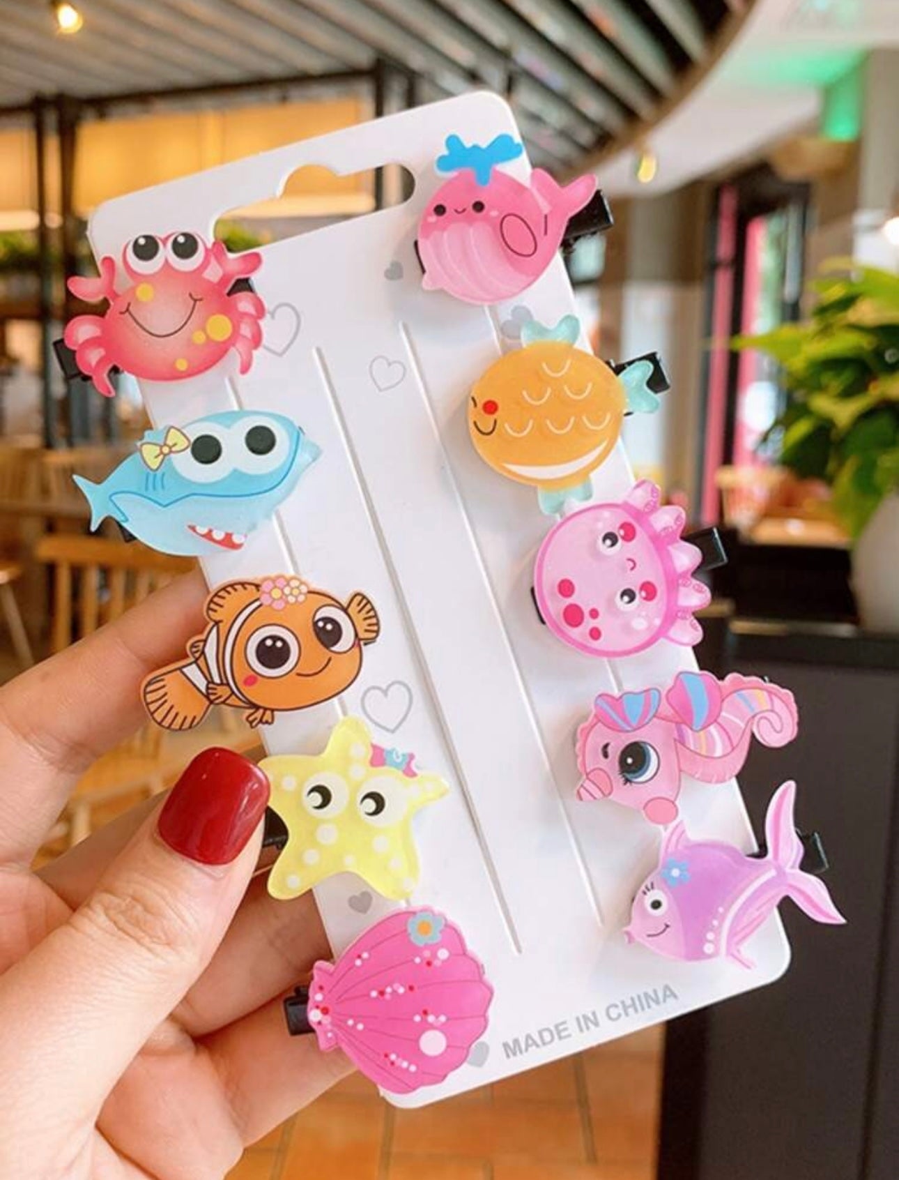 10pcs Girls' Acrylic Cute Cartoon Hair Clips