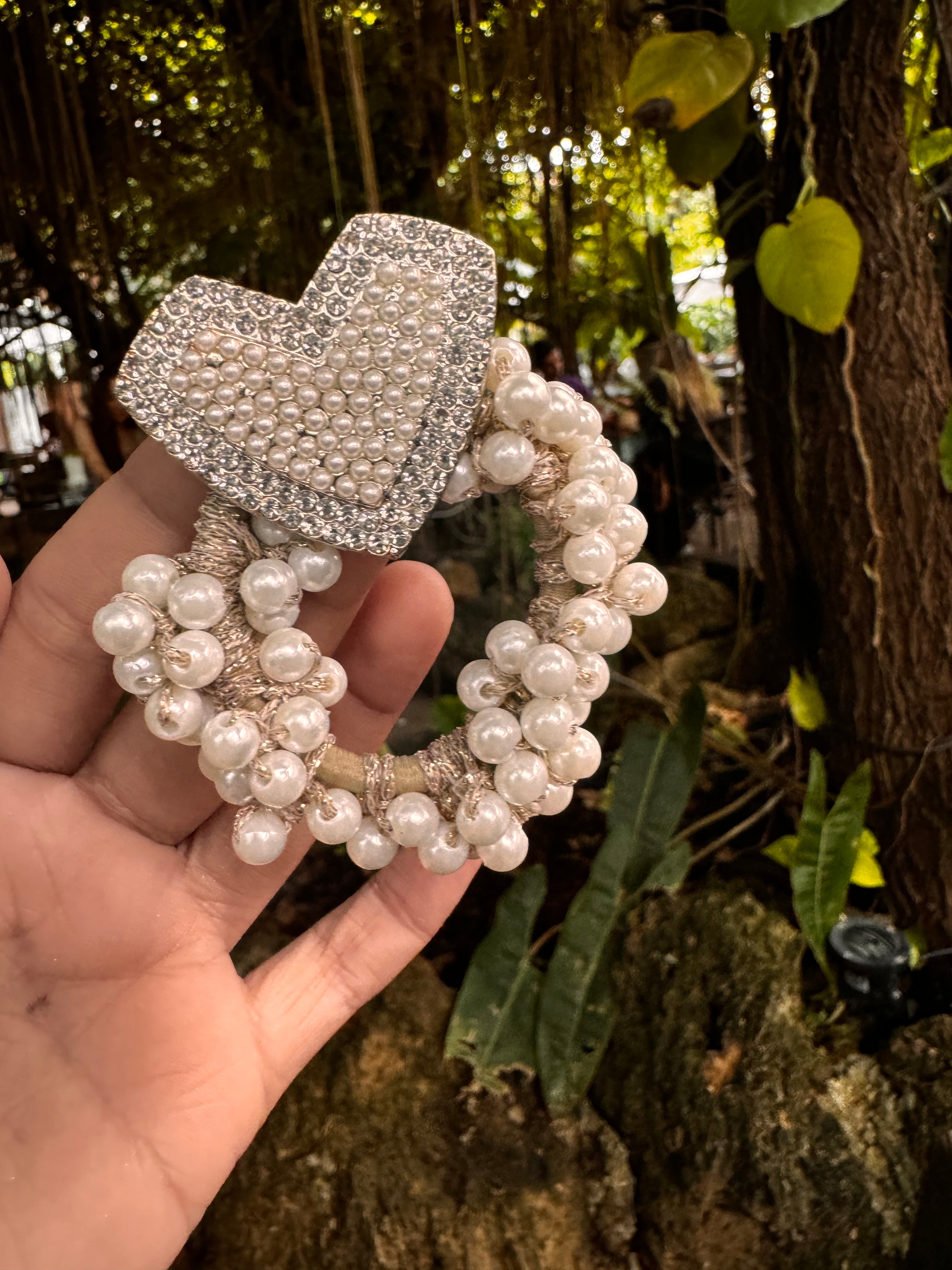 Pearl heart scrunchie