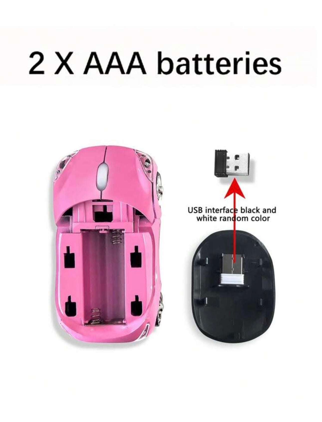 Battery-Powered Wireless Car-Shaped Mouse, Suitable For Tablets, Laptops, Office And Gaming, 2.4G USB Receiver, Quiet Operation