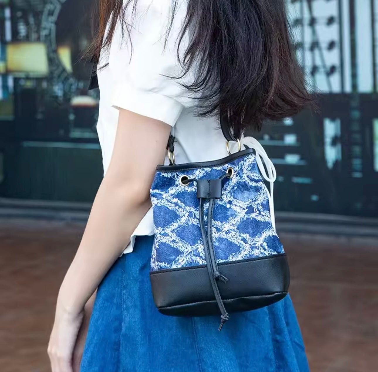 Denim Bucket Bag