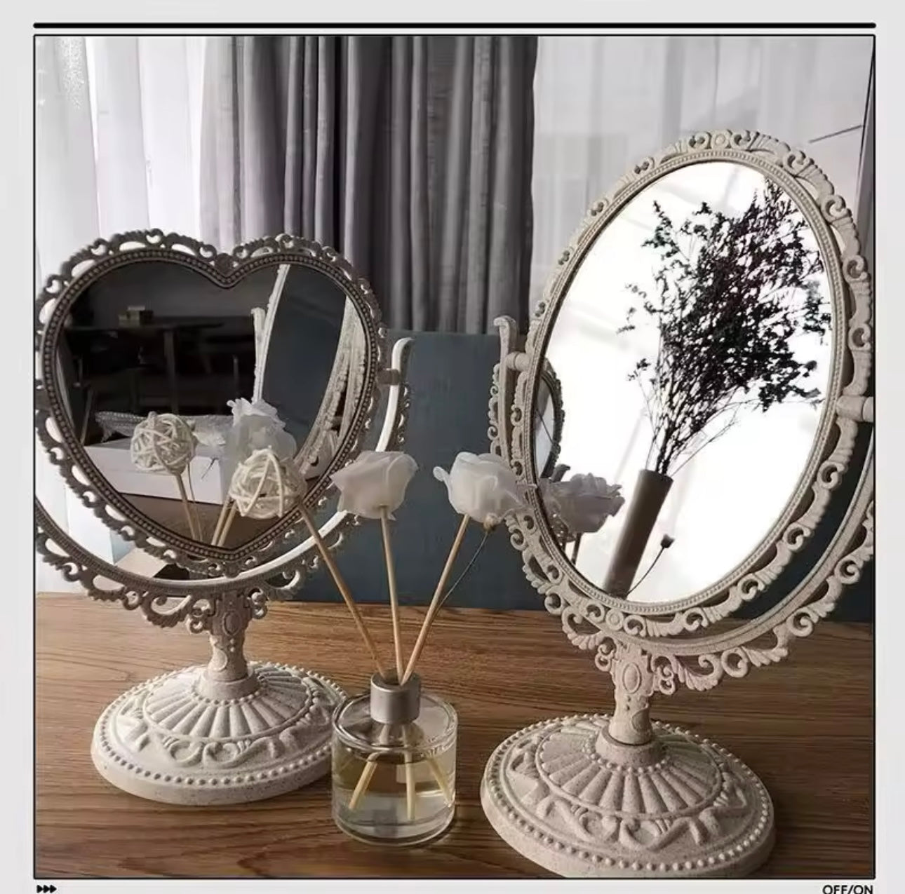 Standing table mirror