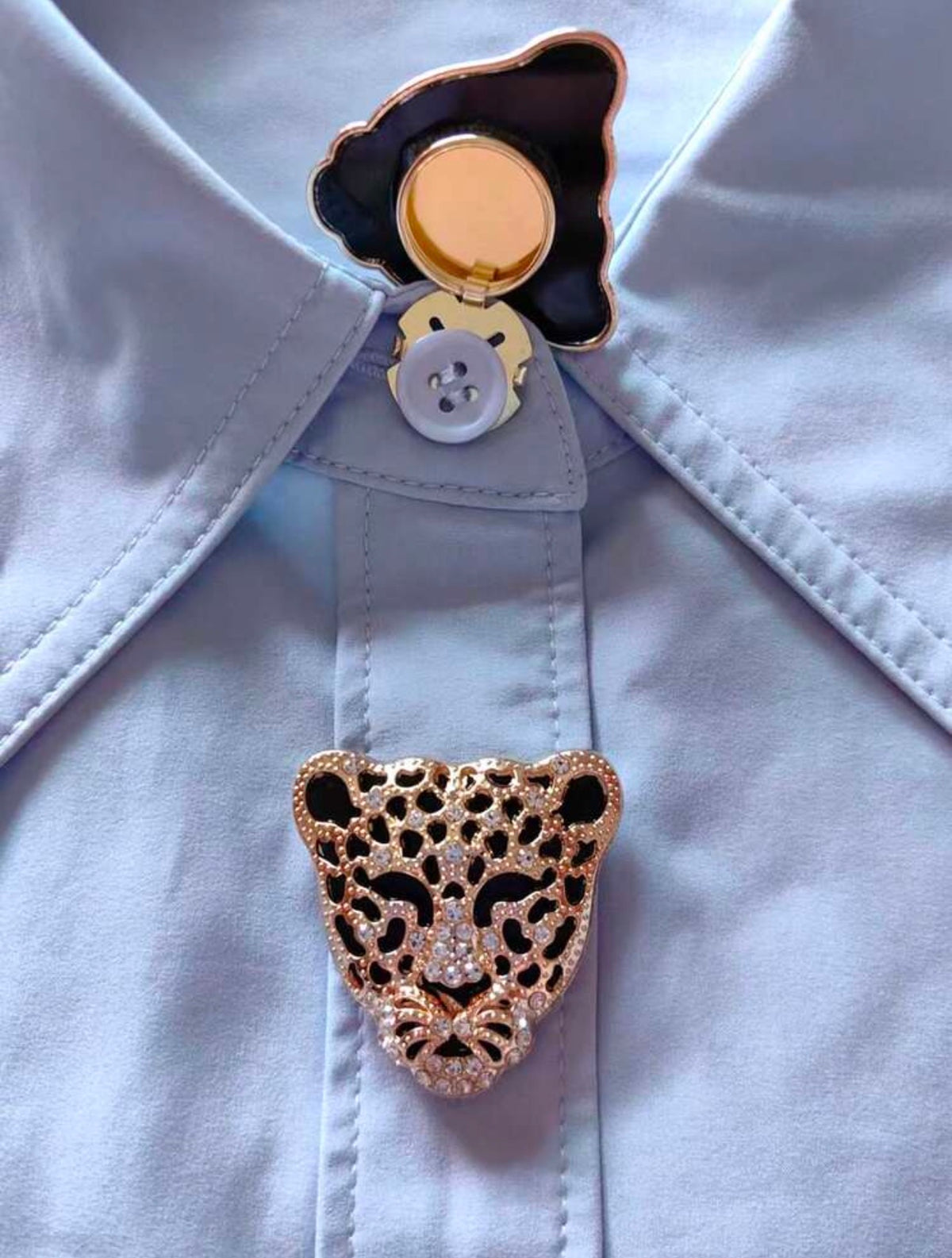 2pcs Button Cover For Shirt Leopard Head Design Cufflinks