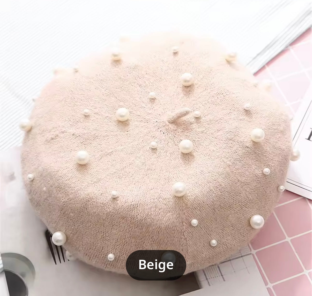 Pearl Beret Cap