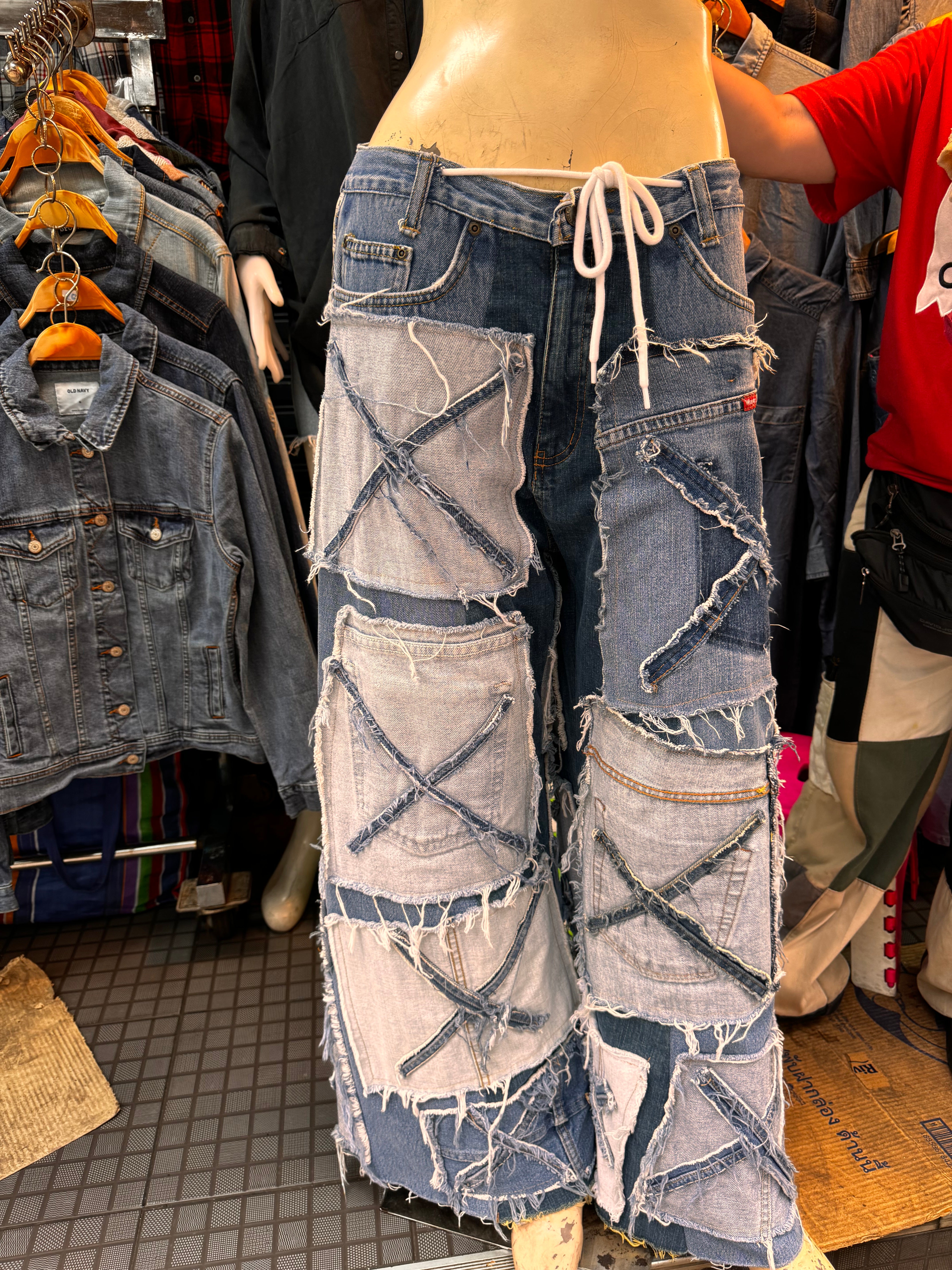 Patched denim