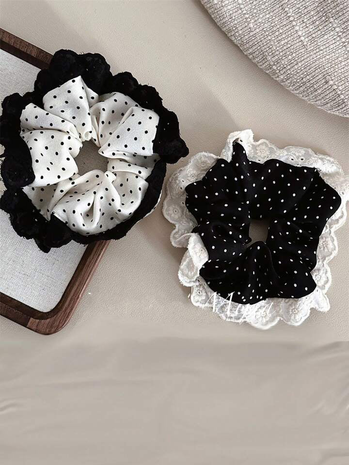 Polka lace scrunchie