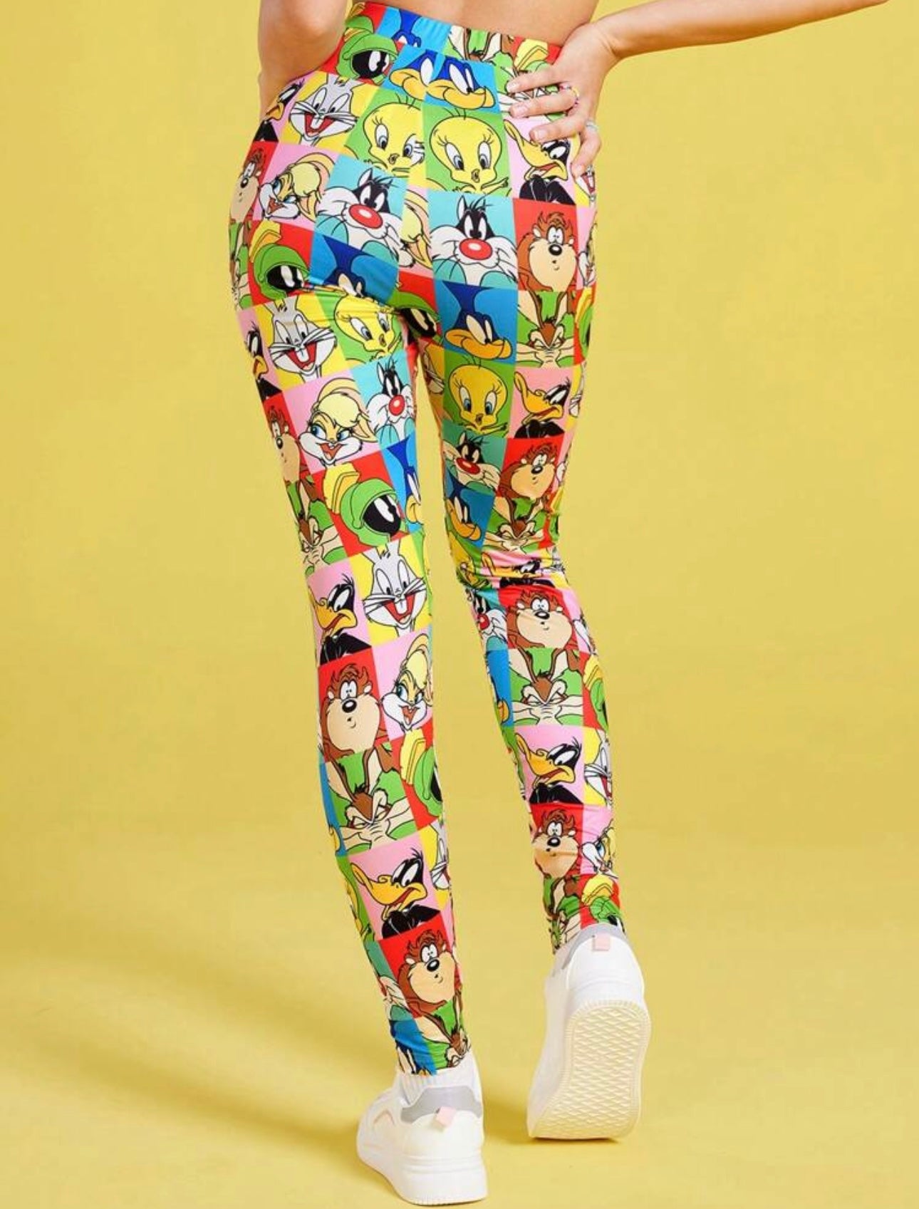 LOONEY TUNES Women Casual Cartoon Patchwork Print Elastic Waist Leggings