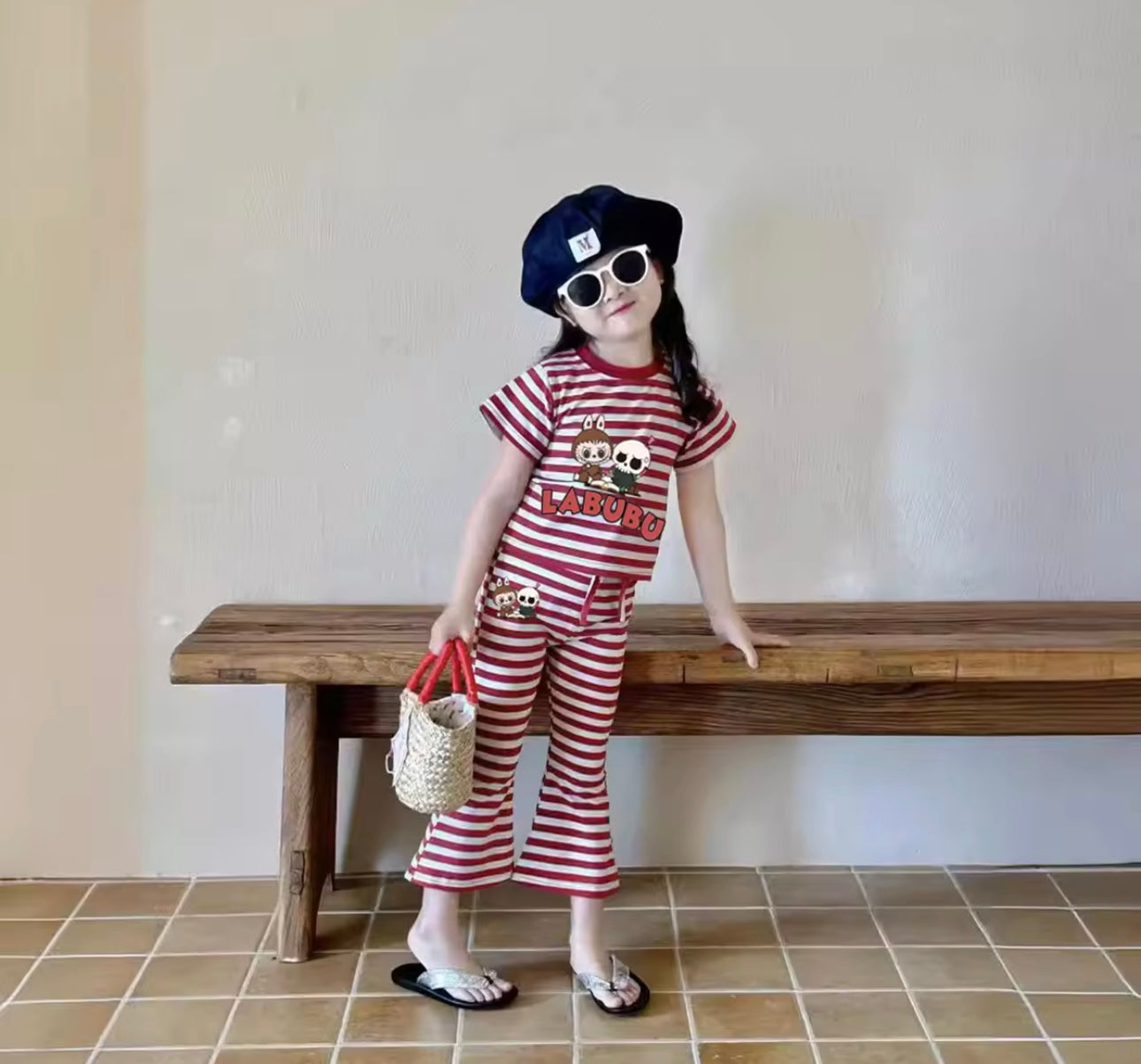 Labubu kids stripe set